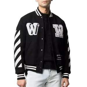 Blouson universitaire personnalisé pour homme à col montant, en laine d'hiver, style baseball brodé en chenille avec motif lettres et écusson Letterman - Product Image 5