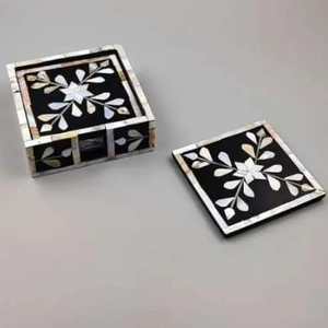 Posavasos de madera con diseño de té de mesa Natural, alfombrillas cuadradas rústicas hechas a mano/almohadillas, Material de resina, tamaño estándar, súper único - Product Image 1