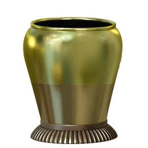 Cesta de basura de metal redonda hecha a mano de latón AK en acabado negro y dorado al mejor precio en India para decoración del hogar/Decoración de oficina - Product Image 2