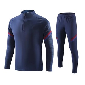Ensemble veste et pantalon de sport décontracté à demi-fermeture éclair pour hommes Kit de maillot de football pour adultes pour les jeux et les vêtements - Product Image 4