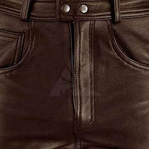 Ventes chaudes Pantalons en cuir foncé légers à taille mi-haute avec braguette boutonnée pour hommes Service OEM Vente en gros Fabriqué au Pakistan - Product Image 6