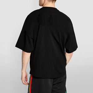 T-shirt lourd surdimensionné Crop Boxy Fitting 100% coton goutte épaule Streetwear col côtelé t-shirt blanc pour hommes - Product Image 3