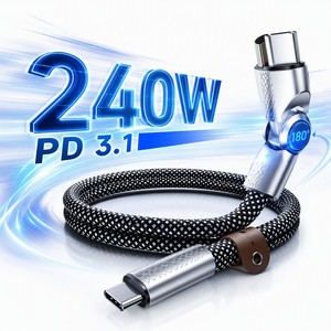Câble USB C de charge rapide Alova 240W PD 3.1, 180 cm °   Câble de type C en alliage de zinc rotatif avec puce E-Marker pour MacBook, <span class=keywords><strong>iPhone</strong></span> - Product Image 1