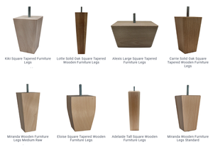 Pieds de meubles carrés en bois de caoutchouc massif - Supports en bois robustes de qualité supérieure pour canapé, table, chaise, usage extérieur, atelier - Product Image 5