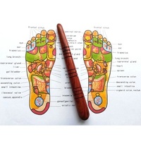 Outil en bois de massage thaïlandais traditionnel Bâton de massage de réflexologie Stylo de massage d'acupression manuelle pour tout le corps de gm impex