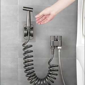 ชุดทำความสะอาดห้องน้ำแบบมือถือ สแตนเลส 304 พร้อมก๊อกน้ำแบบติดผนังสองโหมดทันสมัย อุปกรณ์เสริมก๊อกน้ำห้องน้ำแบบคู่ - Product Image 4