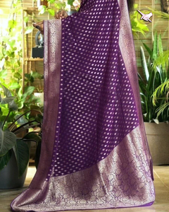 Original Minakari Heavy Zari Border Sari seda de alta calidad tejido pesado trabajo adultos-Para Boda fiesta pakistaní Salwar vestido - Product Image 5