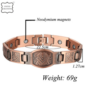 Pulsera de cobre de moda para hombre al por mayor pulsera de hombre magnética ajustable de cobre puro magnética hecha a mano - Product Image 2