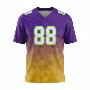 Maillots de football américain personnalisés sublimés, manches courtes, respirants, antibactériens, grande taille, logo avant pour les équipes - Product Image 1