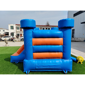 Château gonflable bleu en PVC sur le thème de l'éléphant, toboggan pour tout-petits, 3x3m, location pour fête d'anniversaire d'enfants - Product Image 1
