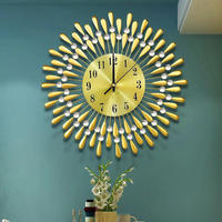 Offre spéciale, horloge murale de luxe en or avec design en cristal, montre à quartz silencieuse, décoration murale 3d pour le salon