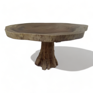 Table à manger en bois naturel de teck racine de suar moderne avec bord vivant 80 cm pour cuisine, restaurant et hôtel - Durable et écologique - Product Image 6