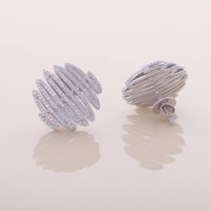 Pendientes de Diamantes Cultivados en Laboratorio, Oro Amarillo, Blanco y Rosa de 18K, Diamantes Redondos con Pavé, Joyería de Diseño - Product Image 4