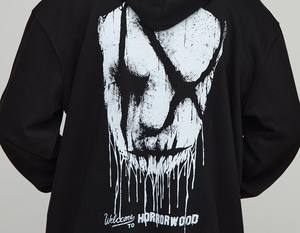 เสื้อฮู้ดทรงแบ็กกี้ไหล่ผ้าฝ้ายขนาดใหญ่สำหรับผู้ชายเสื้อโอเวอร์ไซส์ดีไซน์ด้านหน้าสำหรับผู้ชาย - Product Image 3