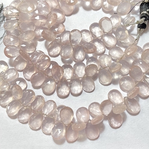 Cuentas de briolette facetadas en forma de pera de Cuarzo Rosa, forma de almendra calibrada, tienda al por mayor de piedras preciosas naturales - Product Image 4