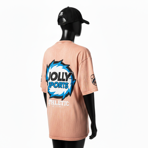 Women Acid Wash Shirts High GSM Cotton Jersey 220 GSM Vintage <b>Peach</b> Color Durable Screen Print Logo Breathable - Product Image 5