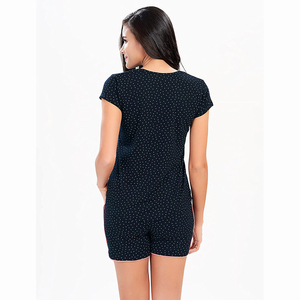 Best Selling Ladies Two Piece Sets <b>Black</b> Color Printed O Neck Cotton Made Quick Dry / Breathable Summer Sets - Product Image 2