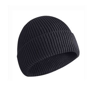 Top notch nouvelle mode tricoté chapeau acrylique coton bonnet chapeau à revers hiver extérieur chaud bonnet chapeau pour hommes femmes - Product Image 3