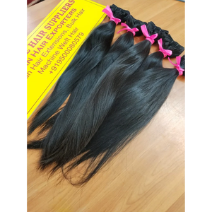 Vente en gros de mèches de cheveux indiens 100% Remy, non traitées, ondulation naturelle, lisses, cuticules alignées pour machine double - Product Image 3