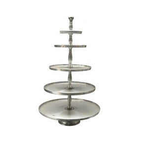 Soporte de pastel martillado de aluminio de 2 niveles Soporte de servicio de chocolates de forma redonda de calidad superior para uso doméstico en hoteles - Product Image 2