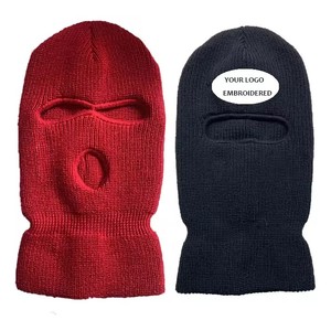 Custom Logo Embroidered Knit Full Face Three Hole <b>Ski</b> Face Cover Custom Balaclava Low Wholesale - Product Image 4