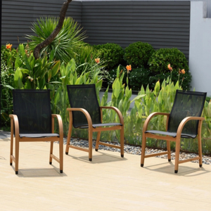 Chaise de salle à manger d'extérieur ergonomique en aluminium, design léger et portable, siège en tissu à séchage rapide-bois de teck Suar acajou 1812579 - Product Image 4