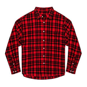 La Camisa de franela a cuadros con botones para hombre más vendida, tela de seda de algodón 100%, tallas altas, transpirables y teñidas con hilo, logotipo personalizado impreso - Product Image 1