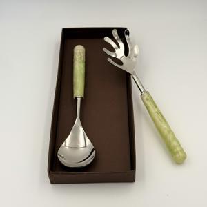 New Arrival Stainless Steel Salad Server <b>Spoon</b> & Fork Set With Resin Handle for Home & Wedding <b>Table</b> Salad Server - Product Image 3