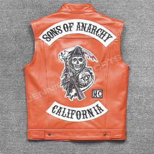 Gilet d'hiver décontracté pour homme en cuir de vache véritable, noir uni, sans manches, vêtement d'extérieur - Product Image 2