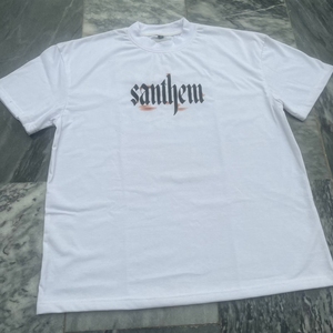 เสื้อครอปผ้าฝ้าย100% สีขาวโอเวอร์ไซส์เสื้อยืดพิมพ์สกรีนลายกราฟฟิกทรงครอปขนาด - Product Image 4