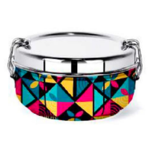 Boîte de rangement en acier inoxydable émaillé peinte à la main Conteneur décoratif en acier inoxydable avec imprimé floral vibrant et couvercle hermétique - Product Image 2