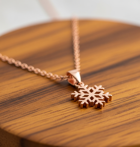 Collar de Plata de Ley 925, colgante de copo de nieve Vermeil, cadena de eslabones altos chapada en oro rosa, collares finos de uso diario para cristianos - Product Image 1