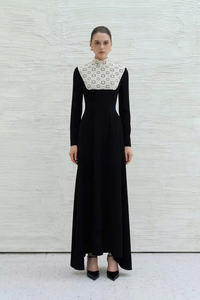 Vêtements en gros Robes pour femmes ODM Robe élégante LANSI MIDI 100% polyester Dentelle contrastée Robes décontractées Marque WHITEANT - Product Image 3