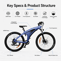 Vélo de montagne électrique 650W, 27,5 pouces, EMTB, vélo électrique tout terrain pour adultes, vélo électrique hors route