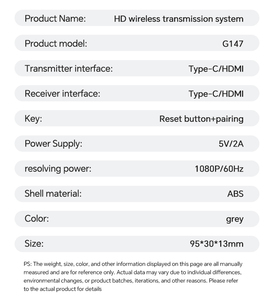 Transmisor y Receptor Inalámbrico HD de Doble Banda de 100 m, Extensor de Video HD 1080P <span class=keywords><strong>para</strong></span> Proyector, <span class=keywords><strong>Adaptador</strong></span> de Video <span class=keywords><strong>para</strong></span> <span class=keywords><strong>TV</strong></span>/Proyector - Product Image 2
