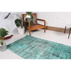 Tapis 3x5,3 pieds, tapis turc vintage, tapis en laine verte - Product Image 3