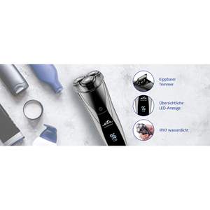 Afeitadora Eléctrica Recargable para Hombre con Pantalla LED, Larga Duración, Cuchilla Doble Rotatoria, Resistente al Agua IPX7 - Product Image 6