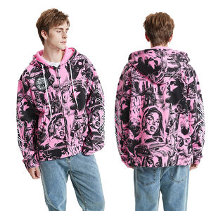 Sudaderas con capucha y sudaderas de talla grande para hombre Sudaderas con capucha en relieve 3D 500 Gsm en impresión a granel Sudadera con cremallera completa mejor estilo al por mayor - Product Image 1