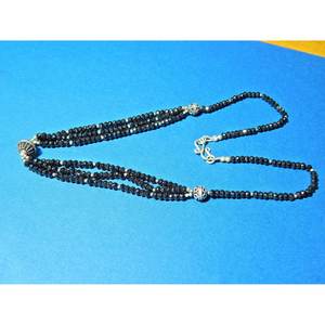 Collar de cuentas espinales negras de Plata de Ley 925 con piedras preciosas de ónix negro joyería de moda hecha a mano para su regalo - Product Image 3