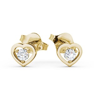 Design classique quatre boucles d'oreilles en diamant Moissanite pour femmes boucles d'oreilles de luxe or blanc diamant rond boucles d'oreilles en forme de coeur - Product Image 1
