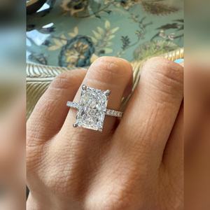 Bague en diamant de laboratoire taille radiant 4,00 carats VVS2 VVS1, or véritable personnalisé, pour fiançailles et demande en mariage, prix de gros direct usine - Product Image 3