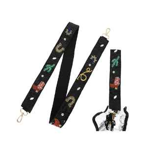 Sangle de broderie en perles pour sacs à main de luxe avec crochets, sangle d'épaule de luxe brodée de perles avec crochets tendance - Product Image 4