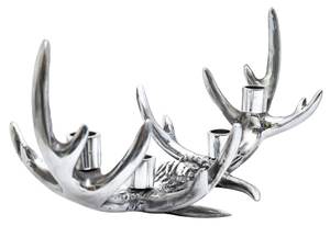 Porte-bougie en aluminium personnalisé en forme de bois de cerf argenté brillant élégant fait à la main, décoration de table à 4 bougies pour le bureau ou la maison, Noël - Product Image 3