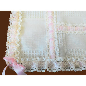 Tissu en laine tissée à carreaux rose - En stock - Product Image 1