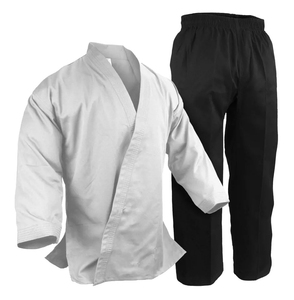 Arts martiaux karaté blanc bleu rose ou rouge avec un pantalon noir uniforme pour l'entraînement uniforme d'arts martiaux à bas prix respirant - Product Image 2