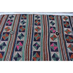 <b>Vintage</b> Blue Turkish <b>Rug</b> 4ft X 7.2ft Traditional Style Patchwork Design Tabriz Technique Wool Polyester Material Latex Backed - Product Image 5