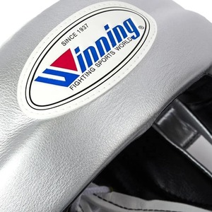 Protector de cabeza de boxeo ganador de cara completa de cuero genuino plateado al por mayor con empuñaduras y barra de nariz para entrenamiento - Product Image 5