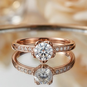Fournisseur fiable de Hong Kong, bague de fiançailles semi-montée classique pour femme, or rose massif 18 carats, véritable diamant - Product Image 2