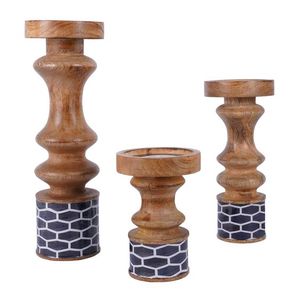 Dernière arrivée bougeoir de couleur naturelle ferme et maison table décorative design simple bougeoir en bois massif - Product Image 2