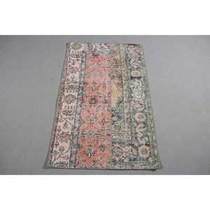 Alfombra Turca de 2.5x4 pies, Alfombra Pequeña Vintage, Alfombra Azul con Diseño Floral - Product Image 1